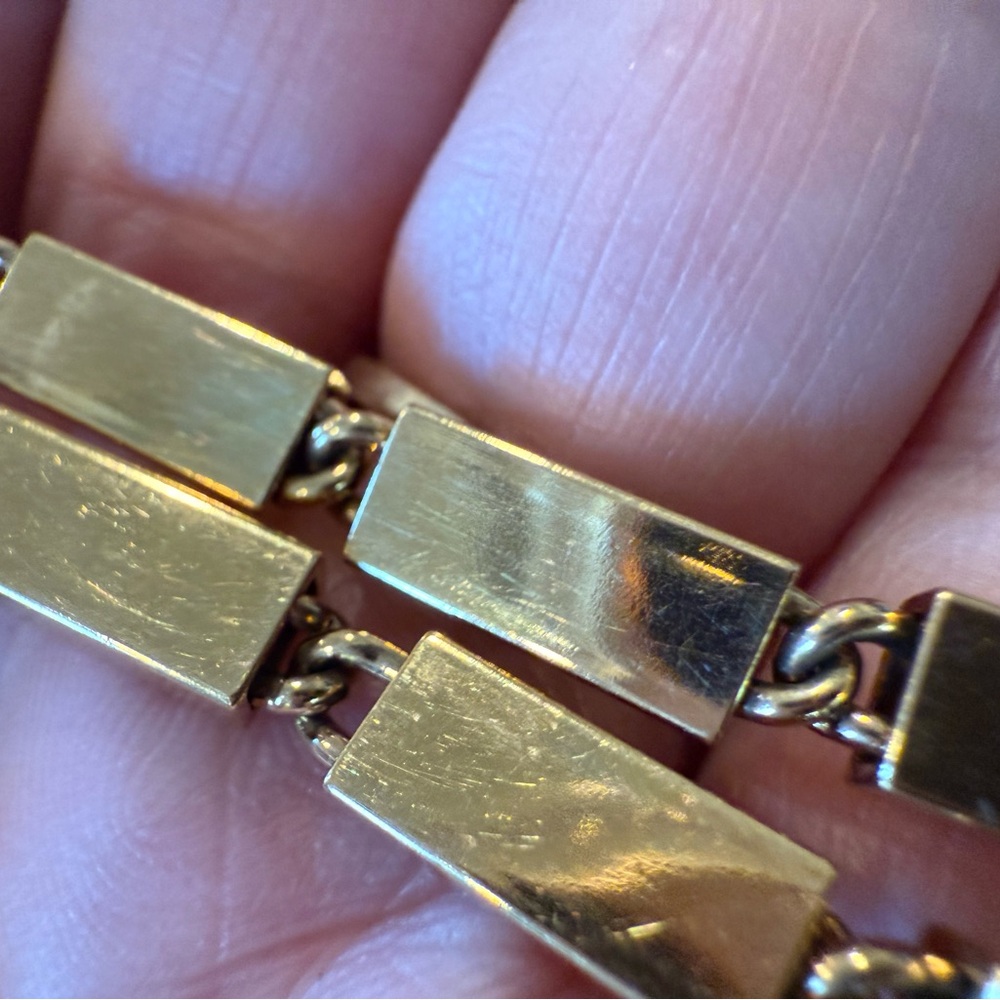 Vintage Monet PAT.PEND Gold box‎ link chain geometric Necklace 30” - Picture 14 of 15